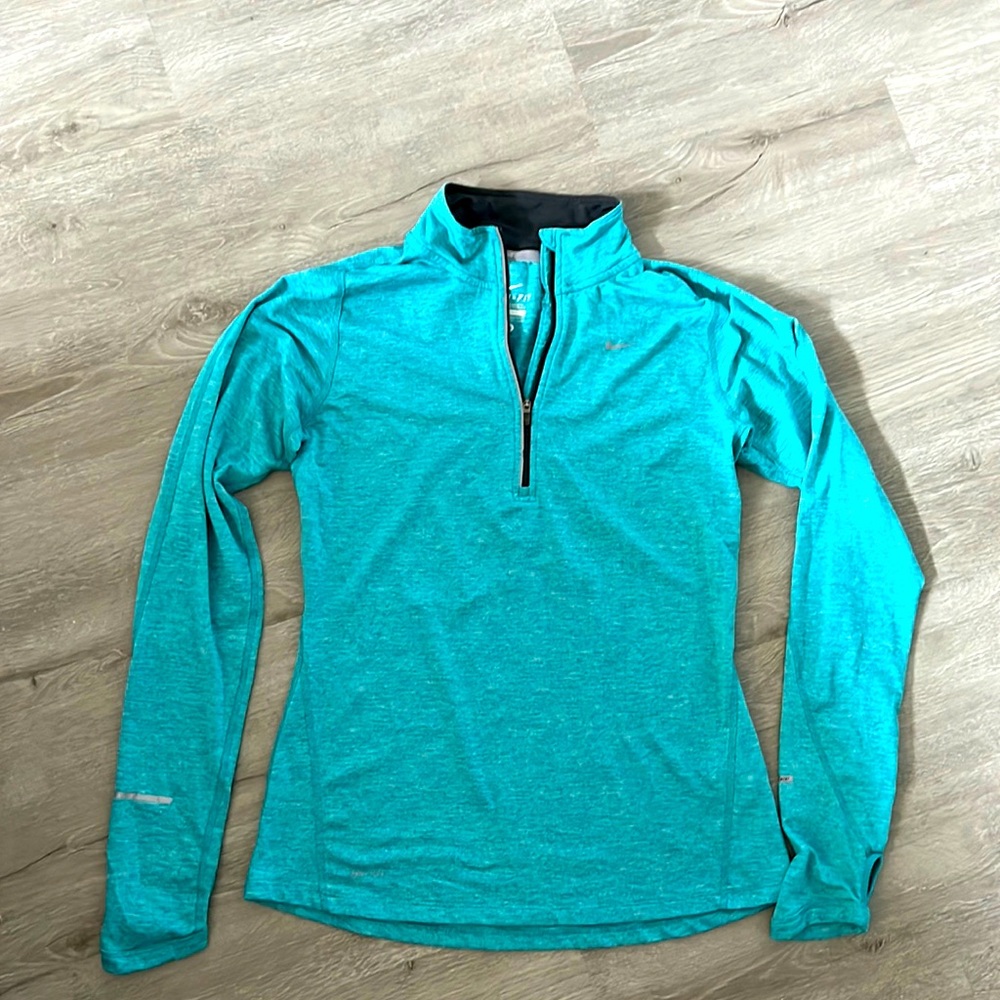 Nike Dri-Fit Long Sleeve Quarter Zip Pullover- Aqua